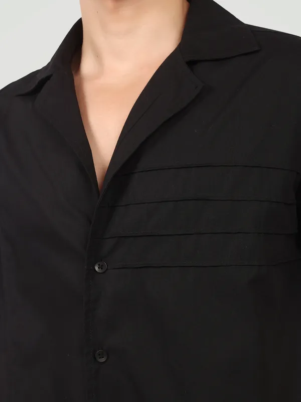 Jet_Black_Architectural_Pleated_Camp_Collar_Shirt