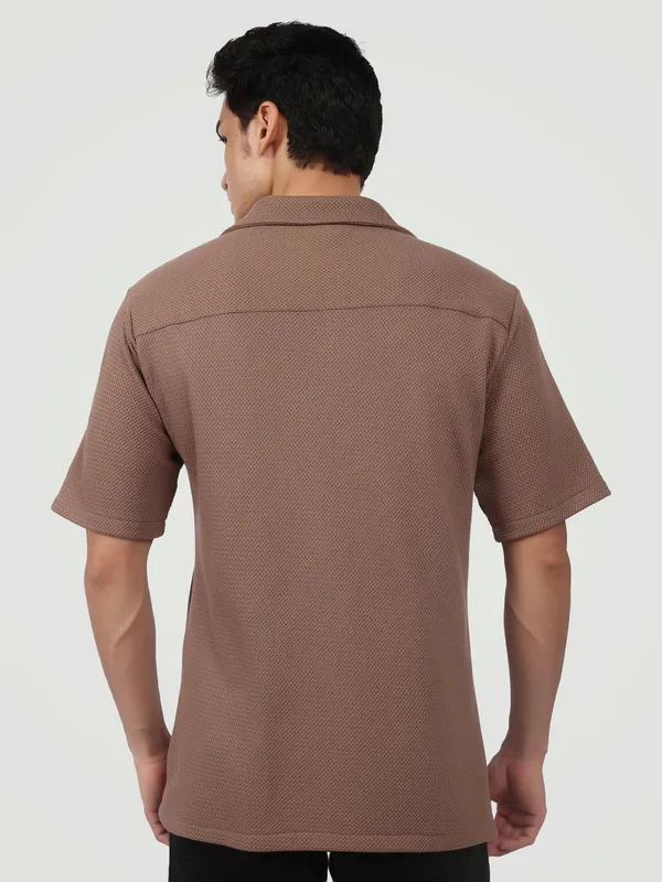 Mocha_Brown_Textured_Camp_Collar_Shirt