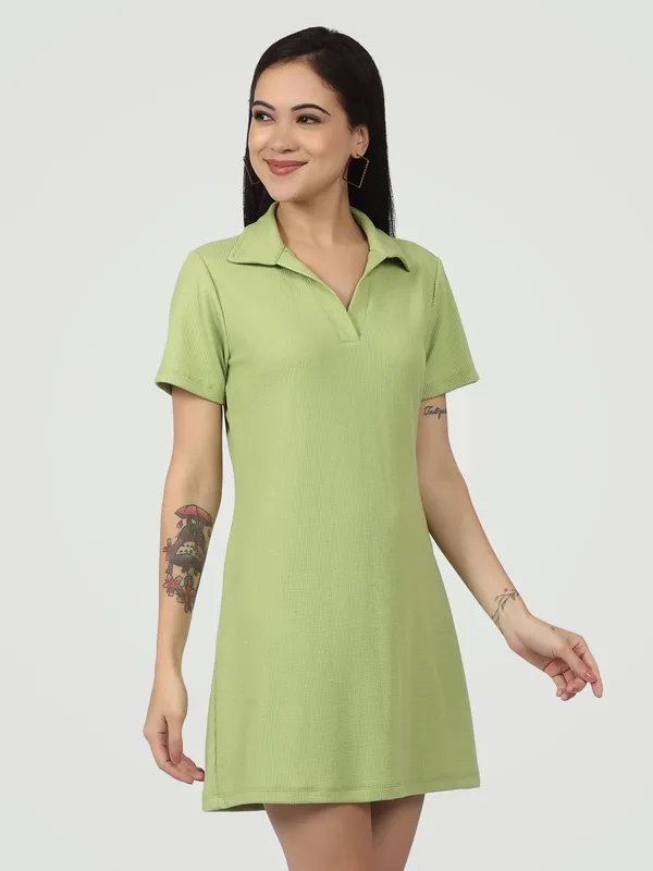 Green_Ribbed_Polo_Shift_Dress_Lime_Zest_Shirt