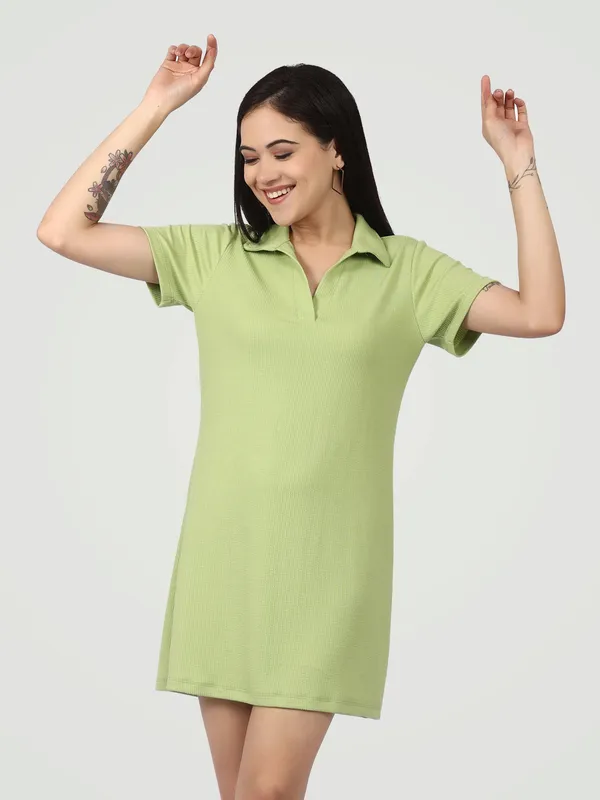 Green_Ribbed_Polo_Shift_Dress_Lime_Zest_Shirt