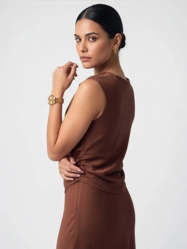 Brown_Meera_Luxe_Satin_Draped_Long_Frock