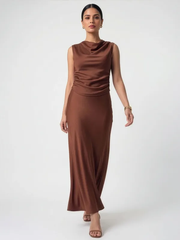 Brown_Meera_Luxe_Satin_Draped_Long_Frock