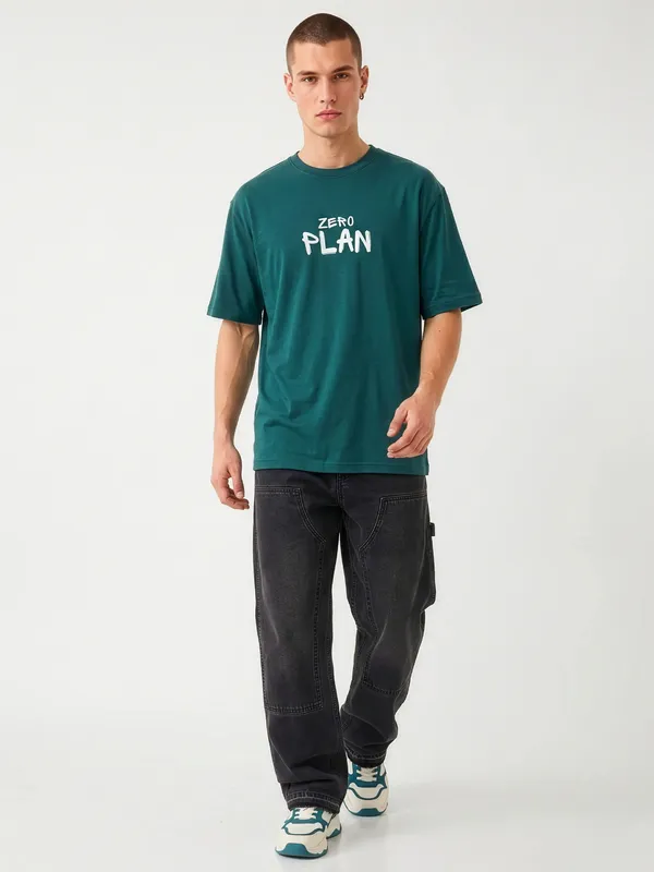 Teal_Green_Zero_Plan_Graphic_Print_Oversized_T-Shirt_For_Men