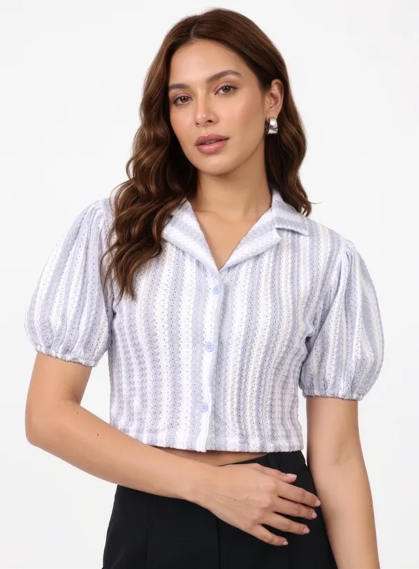 White_Pointelle_Stripe_Camp_Top