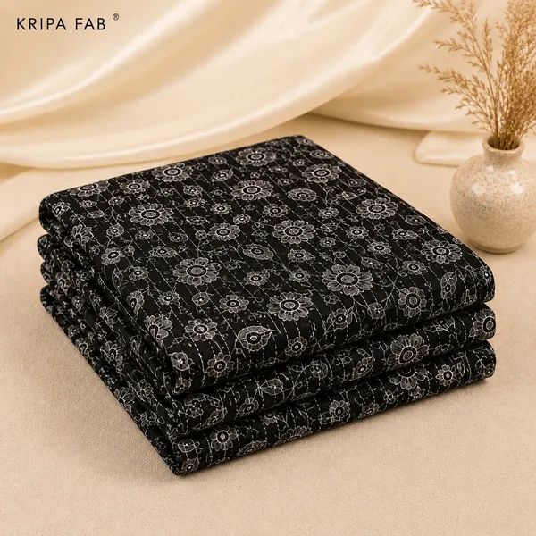 Black_Cotton_Kantha_Floral_Printed_Fabric