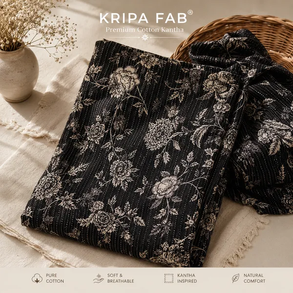 Black_Cotton_Kantha_Floral_Printed_Fabrics_For_Women