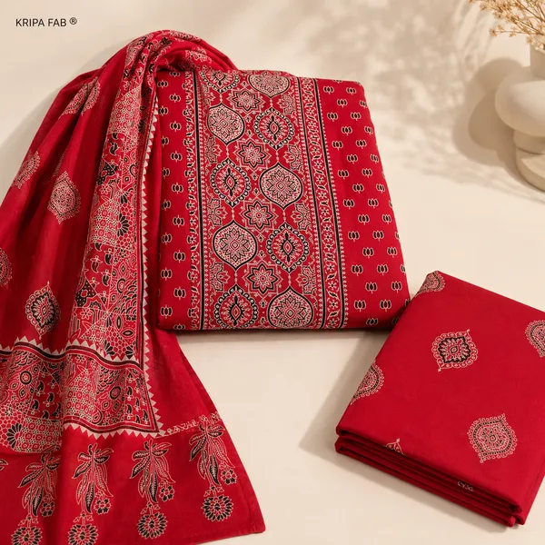 Premium_Rayon_Cotton_Ajrakh_Printed_Unstitched_Suit_with_Dupatta_I_Gajri_Red