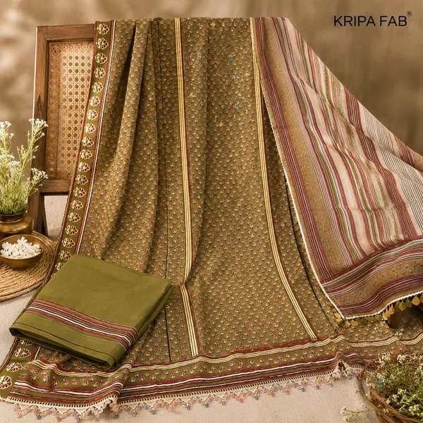 Pure_Organic_Cotton_Olive_Green_Unstitched_Suit_For_Women