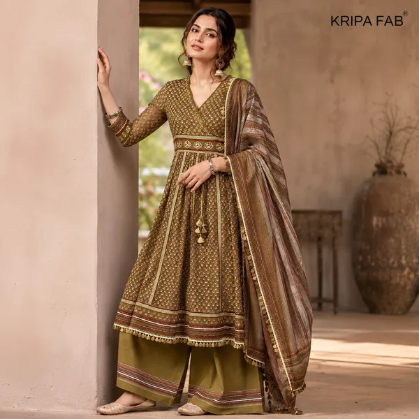 Pure_Organic_Cotton_Olive_Green_Unstitched_Suit_For_Women