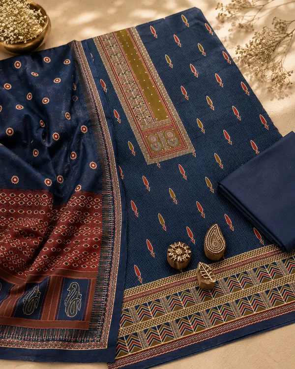 Blue_Cotton_Print_Unstitched_Suit_For_Women
