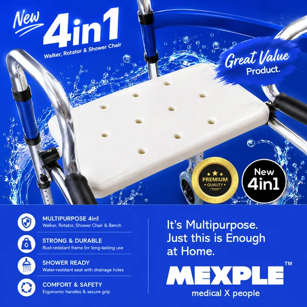 OnyX411_Premium_4-in-1_Foldable_Walker_Rollator_Shower_Chair
