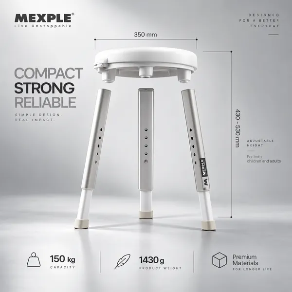 XOSMOS_7203_Adjustable_Shower_Bath_Stool_with_360°_Revolving_Seat