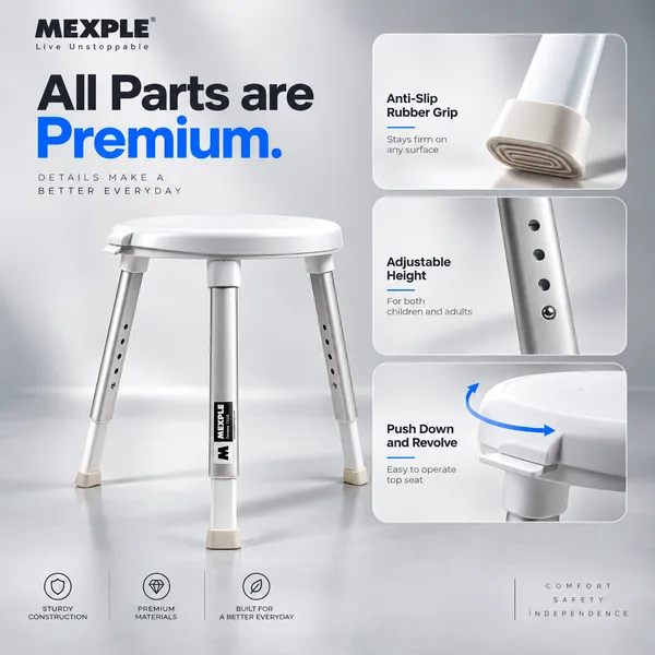 XOSMOS_7203_Adjustable_Shower_Bath_Stool_with_360°_Revolving_Seat