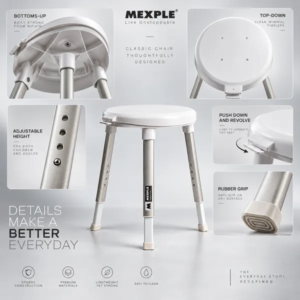 XOSMOS_7203_Adjustable_Shower_Bath_Stool_with_360°_Revolving_Seat