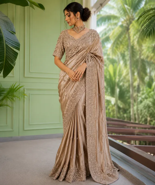 Champagne_Satin_Silk_Sequin_Embellished_Border_Saree_For_Women