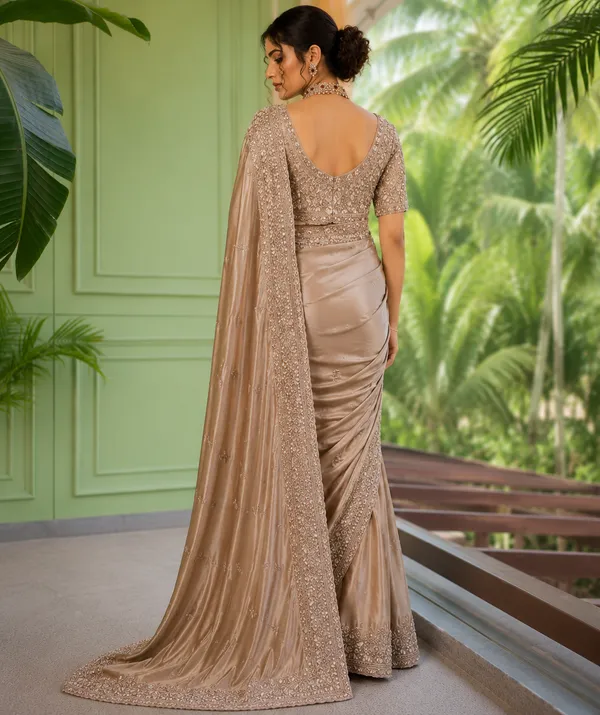 Champagne_Satin_Silk_Sequin_Embellished_Border_Saree_For_Women