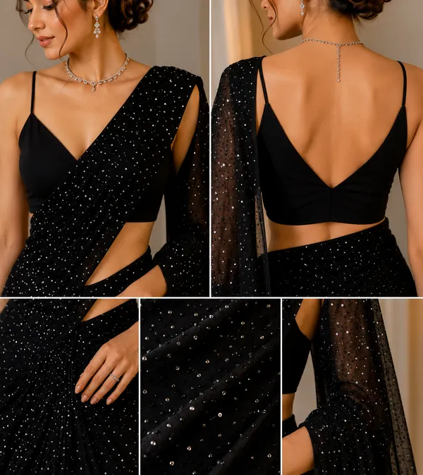 Black_Sequin_Embellished_Net_Saree_For_Women