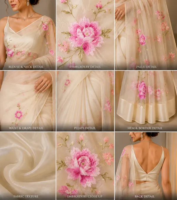 Cream_Organza_Floral_Embroidered_Saree_For_Women