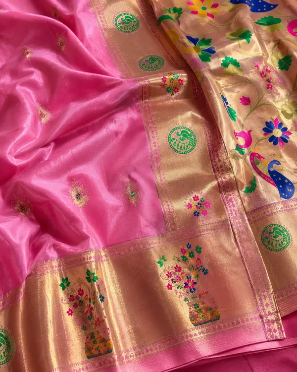Pink_Woven_Silk_Paithani_Zari_Border_Saree_For_Women