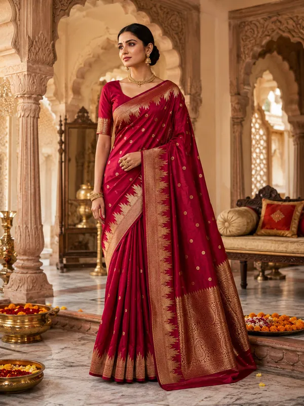Maroon_Banarasi_Woven_Silk_Zari_Saree_For_Women