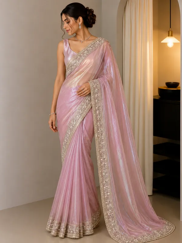 Pink_Shimmer_Net_Sequin_Embellished_Border_Saree_For_Women