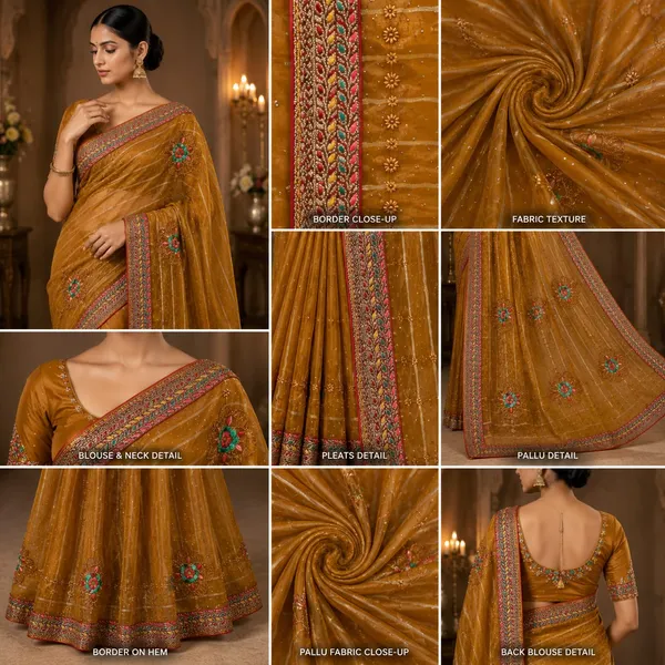 Mustard_Bloom_Designer_Organza_Saree