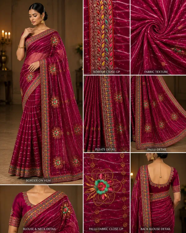 Wine_Bloom_Designer_Organza_Saree