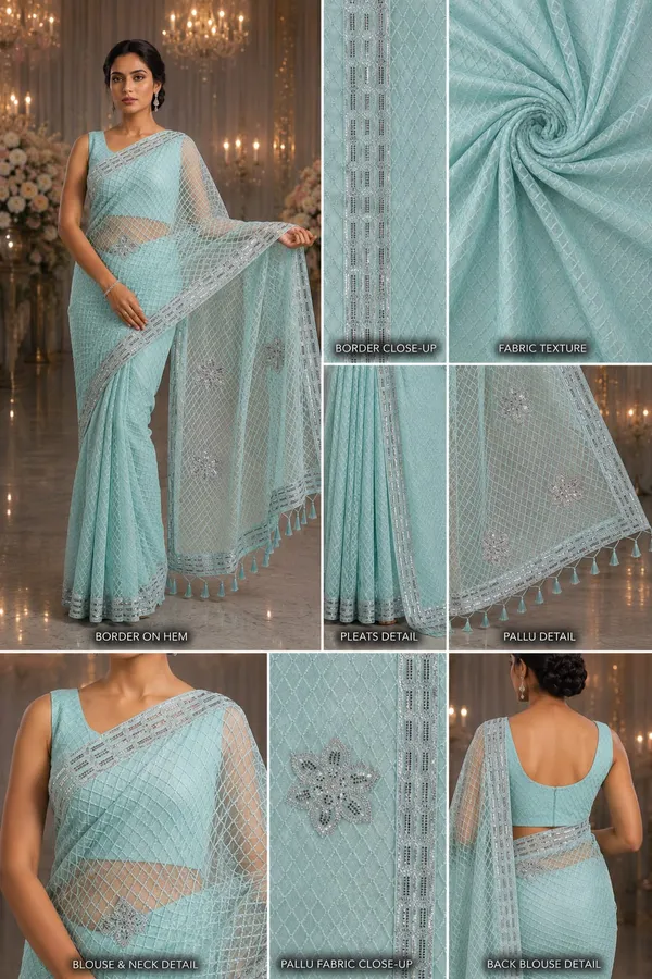 Mint_Aqua_Luxe_Designer_Net_Saree
