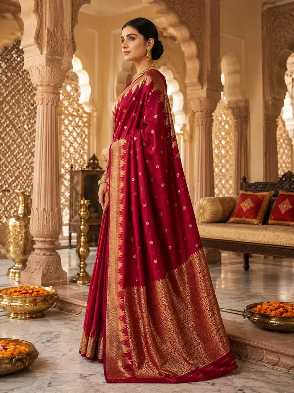 Maroon_Banarasi_Woven_Silk_Zari_Saree_For_Women