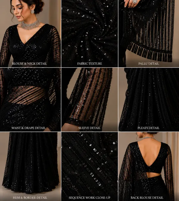 Black_Sequin_Embellished_Net_Saree_For_Women