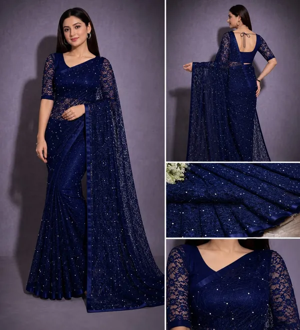 Navy_Blue_Pearl_Embellished_Floral_Lace_Designer_Saree_with_Matching_Blouse_�_Party,_Wedding_&_Festive_Wear