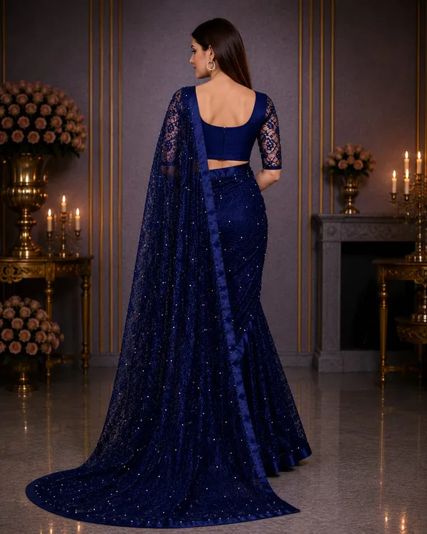 Navy_Blue_Pearl_Embellished_Floral_Lace_Designer_Saree_with_Matching_Blouse_�_Party,_Wedding_&_Festive_Wear