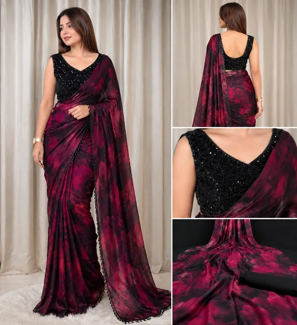 Black_&_Wine_Floral_Printed_Satin_Saree_with_Sequined_Blouse_�_Party,_Wedding_&_Festive_Wear