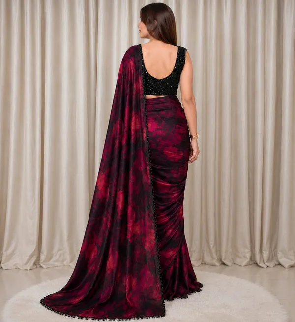 Black_&_Wine_Floral_Printed_Satin_Saree_with_Sequined_Blouse_�_Party,_Wedding_&_Festive_Wear