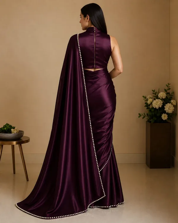 Wine_Satin_Pearl_Border_Designer_Saree_with_High_Neck_Blouse_�_Party,_Wedding_&_Festive_Wear