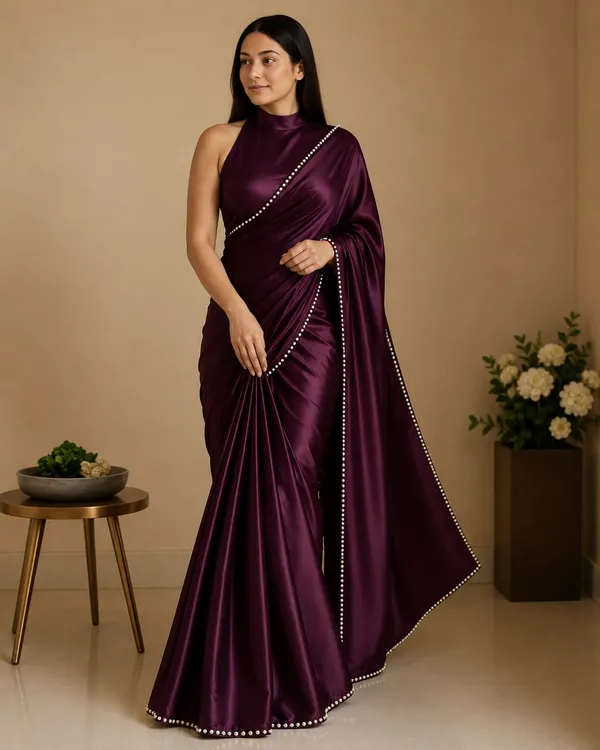 Wine_Satin_Pearl_Border_Designer_Saree_with_High_Neck_Blouse_�_Party,_Wedding_&_Festive_Wear