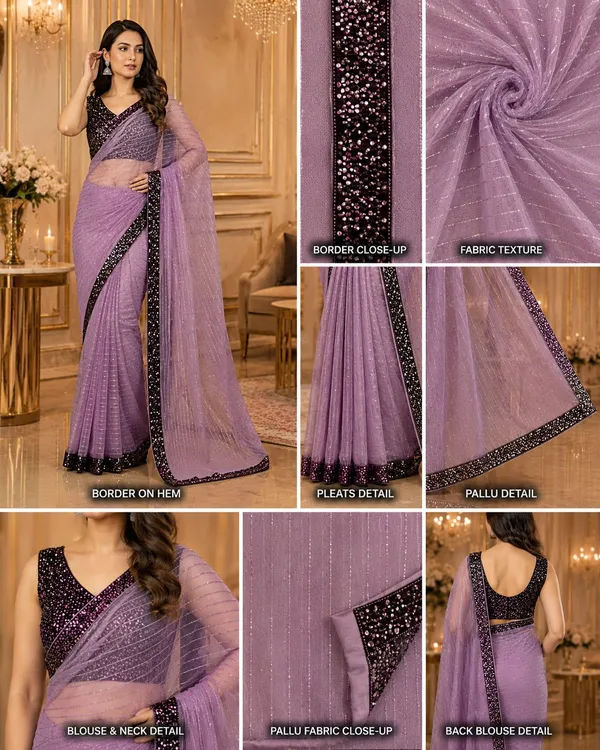 Lavender_Shimmer_Designer_Saree_with_Sequins_Embellished_Border_&_Matching_Blouse_�_Party,_Wedding_&_Festive_Wear