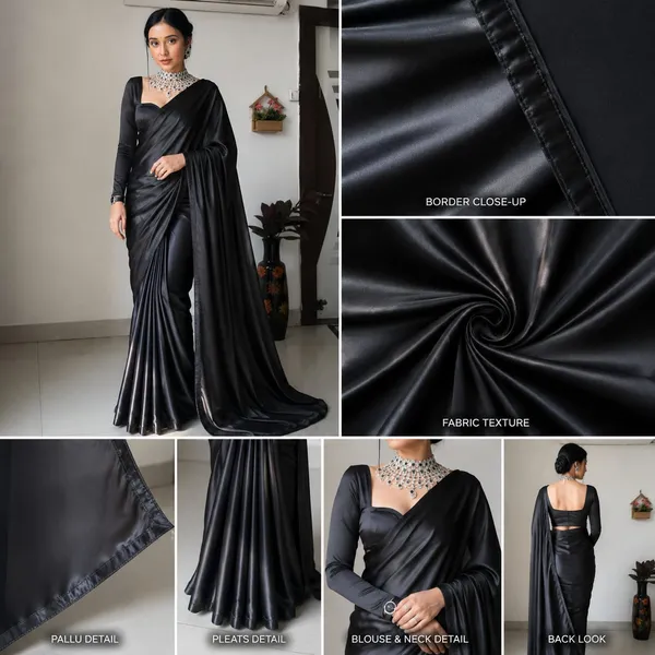 Black_Satin_Silk_Saree_�_Plain_Glossy_Party_Wear_Designer_Saree