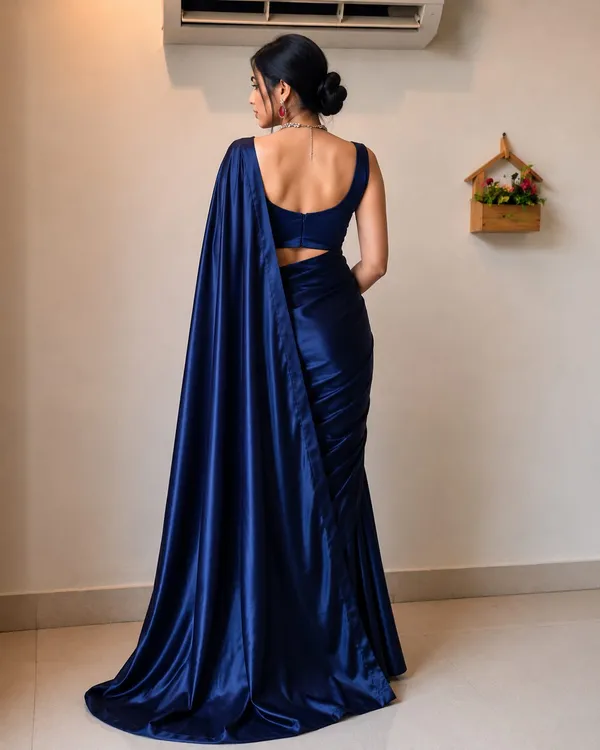 Royal_Navy_Blue_Satin_Silk_Saree_�_Plain_Glossy_Party_Wear_Designer_Saree