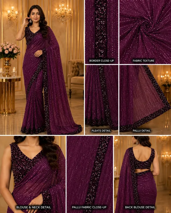 Plum_Purple_Shimmer_Designer_Saree_with_Wine_Sequins_Embellished_Border_&_Matching_Blouse_�_Party,_Wedding_&_Festive_Wear