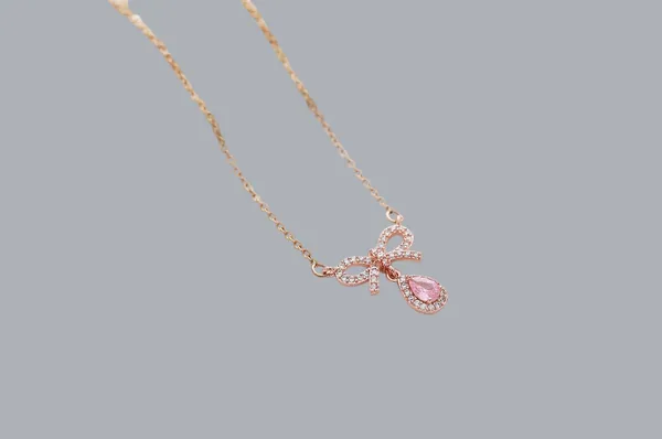 Pink_Bow_Necklace_Water_Proof_Anti_Tarnish_Jewelry