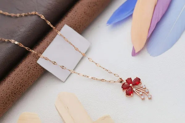Red_Blossom_Charm_Necklace_Anti_Tarnish_Gold_Plated_Jewelry