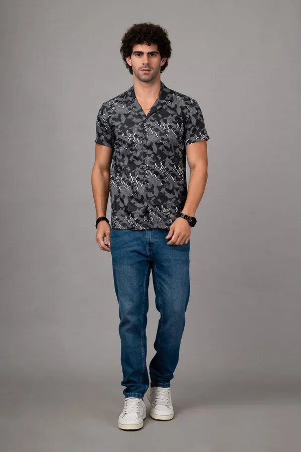Mens_Semi_Formal_Half_Shirt_Black_Colour