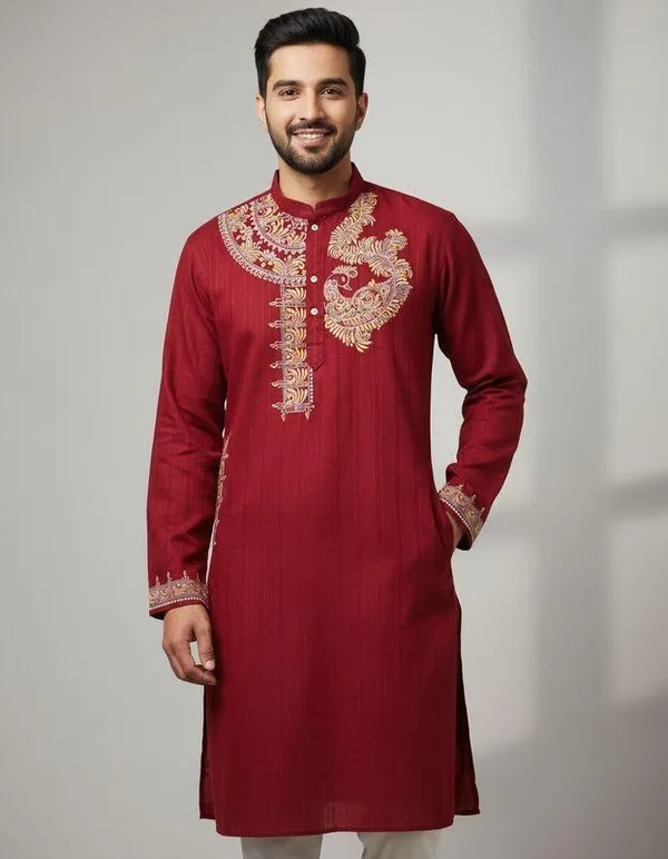 Maroon_Gulnaar_Royale_Mens_Kurta