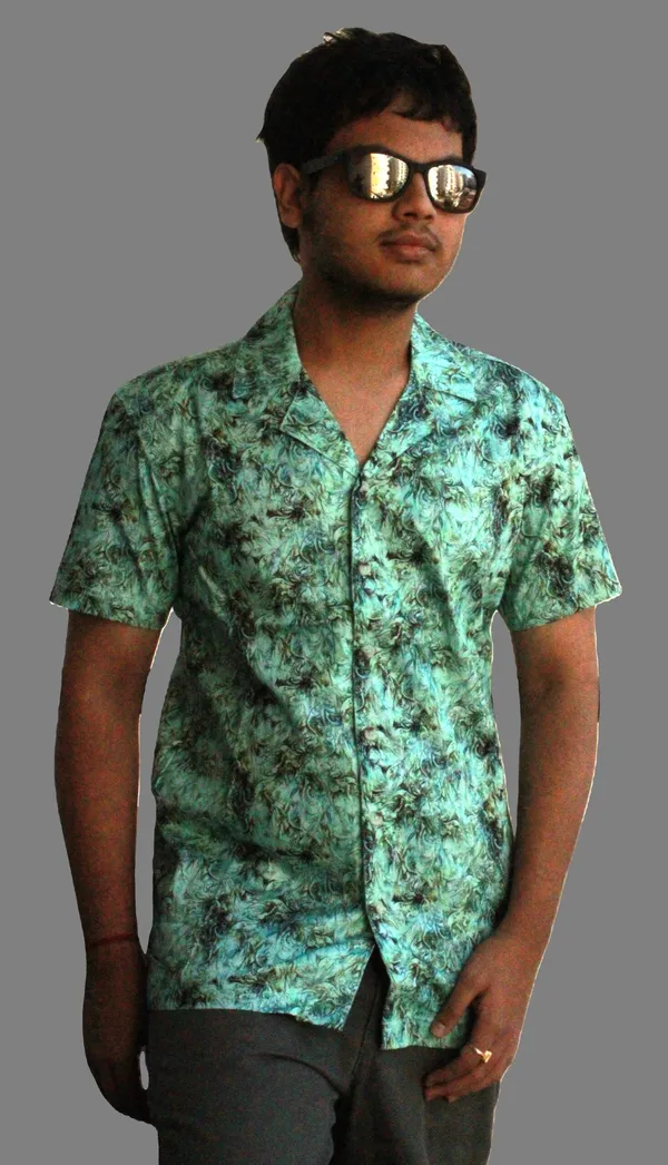 Mens_Semi_Formal_Half_Shirt_Green_Spiral