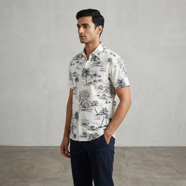 Mens_Semi_Formal_Half_Shirt_White_Scenery