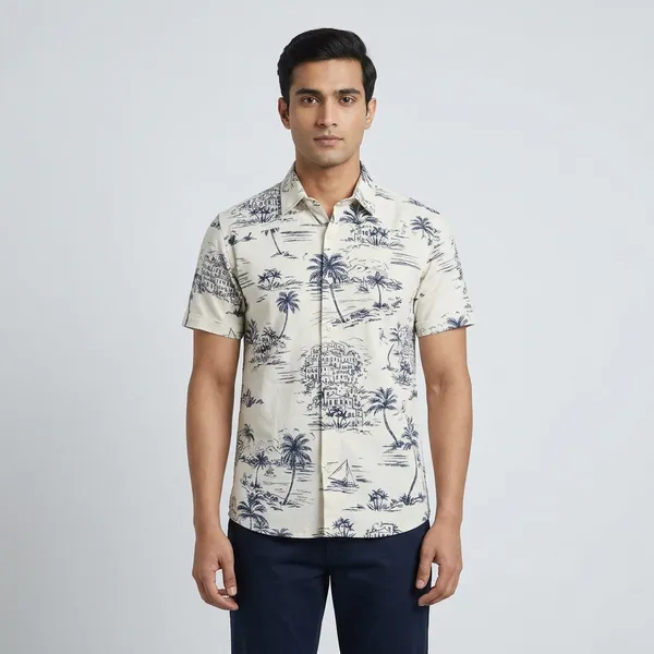 Mens_Semi_Formal_Half_Shirt_White_Scenery