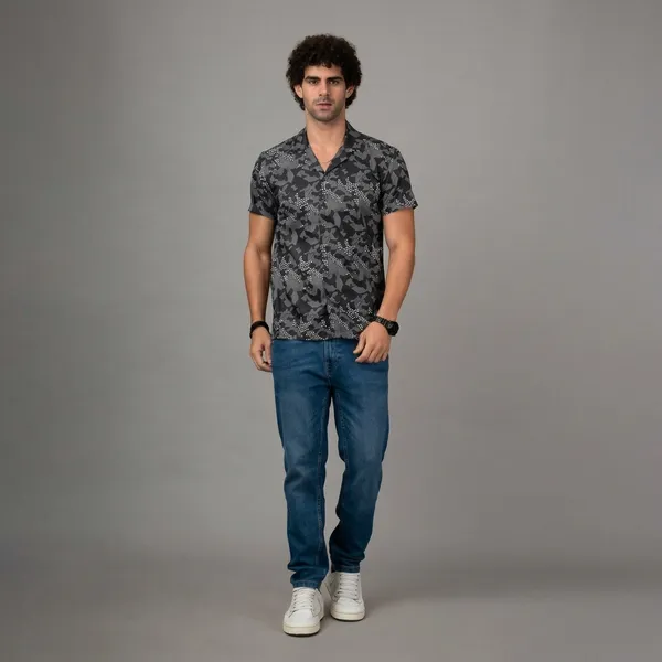 Mens_Semi_Formal_Half_Shirt_Black_Colour