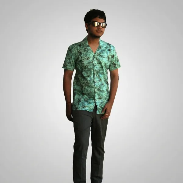 Mens_Semi_Formal_Half_Shirt_Green_Spiral