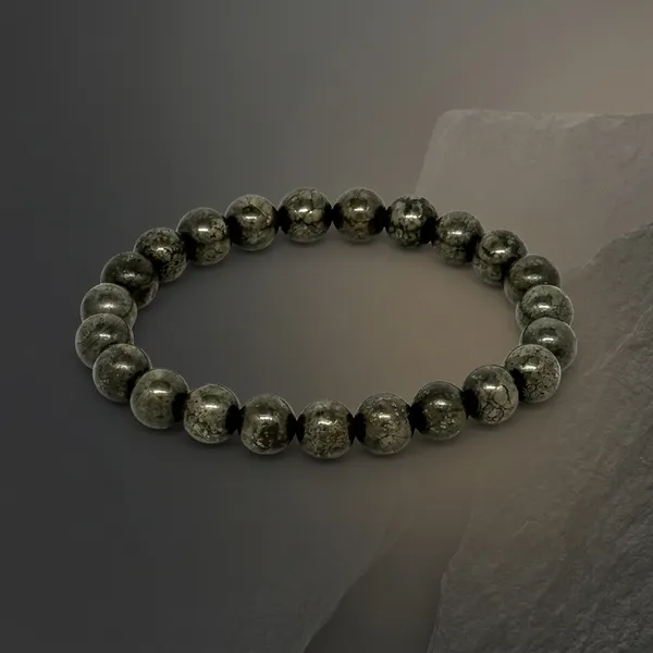 Black_Pyrite_Stone_Wood_Wire_Bracelet_For_Fashion_Healing